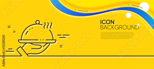 Restaurant food line icon. Abstract yellow background. Dinner sign. Hotel room service symbol. Minimal restaurant food line icon. Wave banner concept. Vector