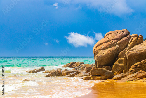 Naithon Beach bay panorama with turquoise clear water Phuket Thailand. photo