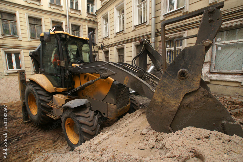Russia. Saint-Petersburg. Replacement of playing in the courtyard of a residential building.