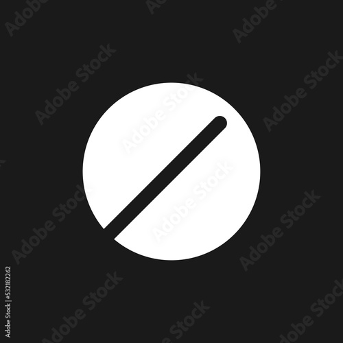 Disk shaped tablet dark mode glyph ui icon. Oral medication. User interface design. White silhouette symbol on black space. Solid pictogram for web, mobile. Vector isolated illustration