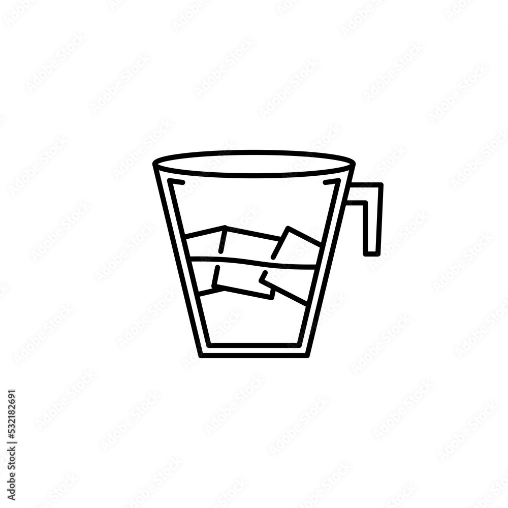 cup glass icon with ice cube on white background. simple, line, silhouette and clean style. black and white. suitable for symbol, sign, icon or logo cup glass icon with ice cube on white background. simple, line, silhouette and clean style. black and white. suitable for symbol, sign, icon or logo