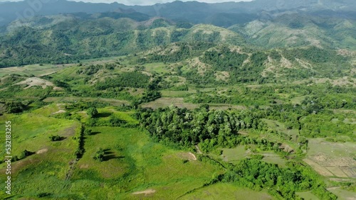 Aerial view of grass on a cattle farm, (BPTU-HPT Indrapuri), Aceh, Indonesia. photo