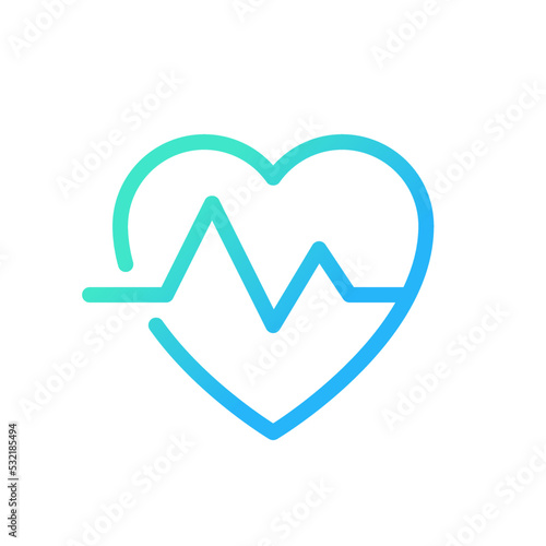 Cardiogram pixel perfect gradient linear ui icon. Heart rate measurement. Medical checkup. Cardiology. Line color user interface symbol. Modern style pictogram. Vector isolated outline illustration