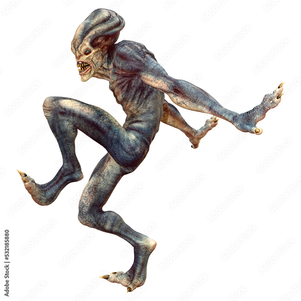 Fototapeta premium 3D Rendering Blue Alien on White