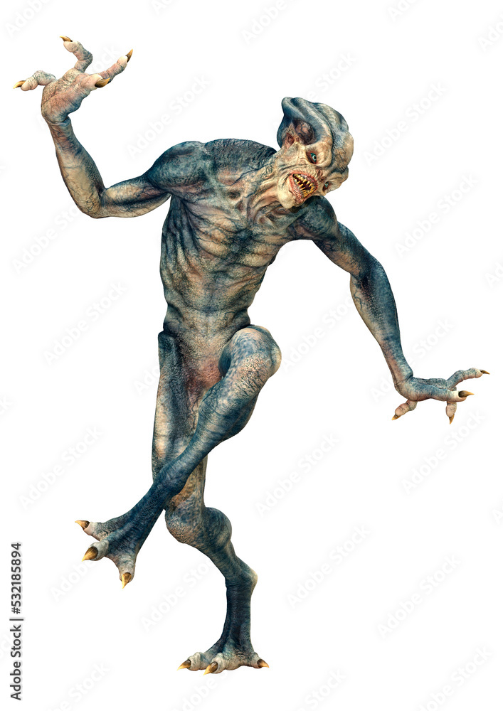 Obraz premium 3D Rendering Blue Alien on White