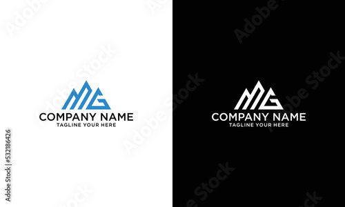 Letter MG Logo Symbol. Initial Monogram Logo. Vector logo for business and company identity on a black and white background.