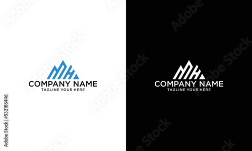 Letter MH Logo Symbol. Initial Monogram Logo. Vector logo for business and company identity on a black and white background.