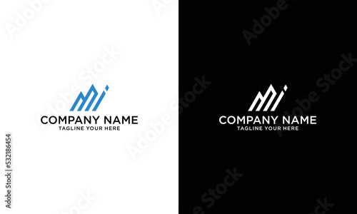 Letter MI Logo Symbol. Initial Monogram Logo. Vector logo for business and company identity on a black and white background.