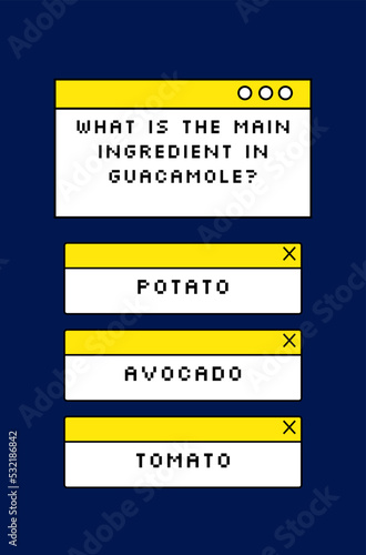 Quiz game test menu template. Quiz game. Vector template.Quiz test lottery millionaire