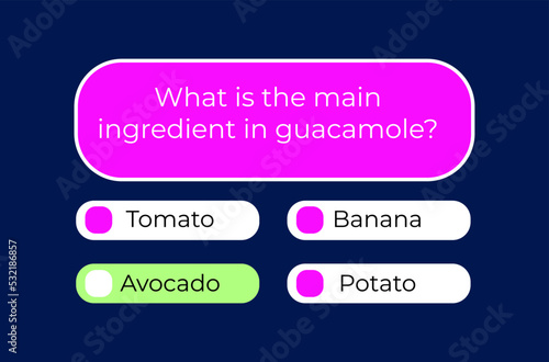 Quiz game test menu template. Quiz game. Vector template.Quiz test lottery millionaire