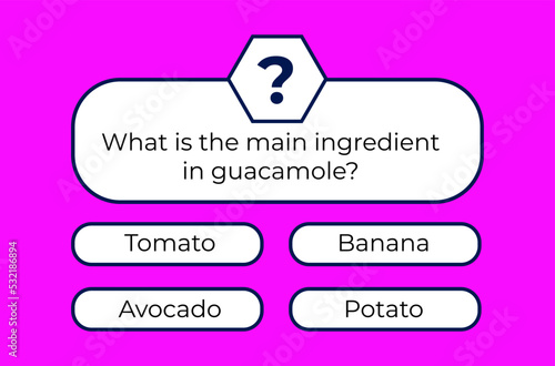 Quiz game test menu template. Quiz game. Vector template.Quiz test lottery millionaire