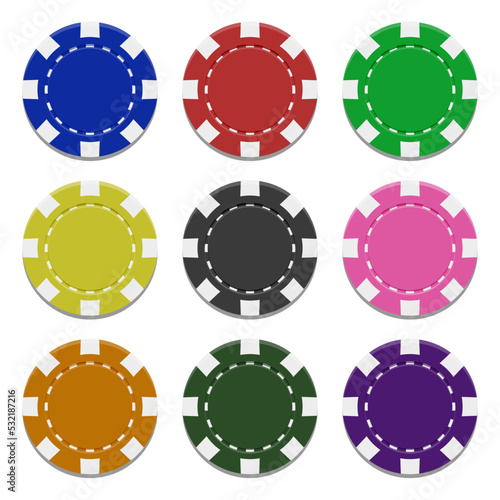 Set of colorful poker chips