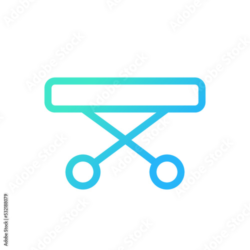 Medical gurney pixel perfect gradient linear ui icon. Ambulance equipment. Patient transportation. Line color user interface symbol. Modern style pictogram. Vector isolated outline illustration