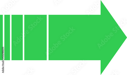 Green filled arrow shape. Symbol for rising profit, income. Isolated png illustration, transparent background. Asset for overlay, montage, collage or presentation. Business concept.