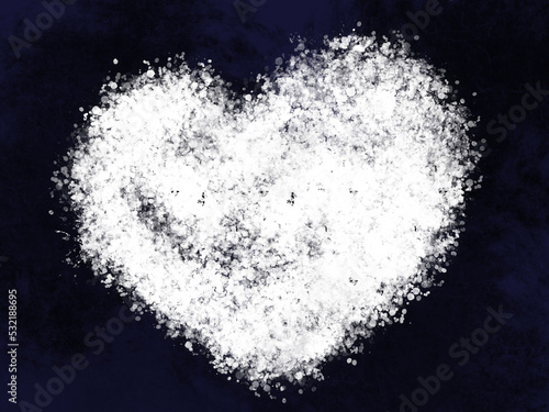 Abstract White Heart on black background. Perfect for card, banner, template, decoration, print, cover, web, element design. 
