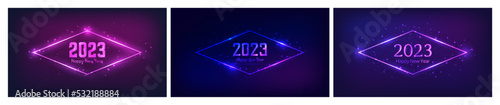 2023 Happy New Year neon background
