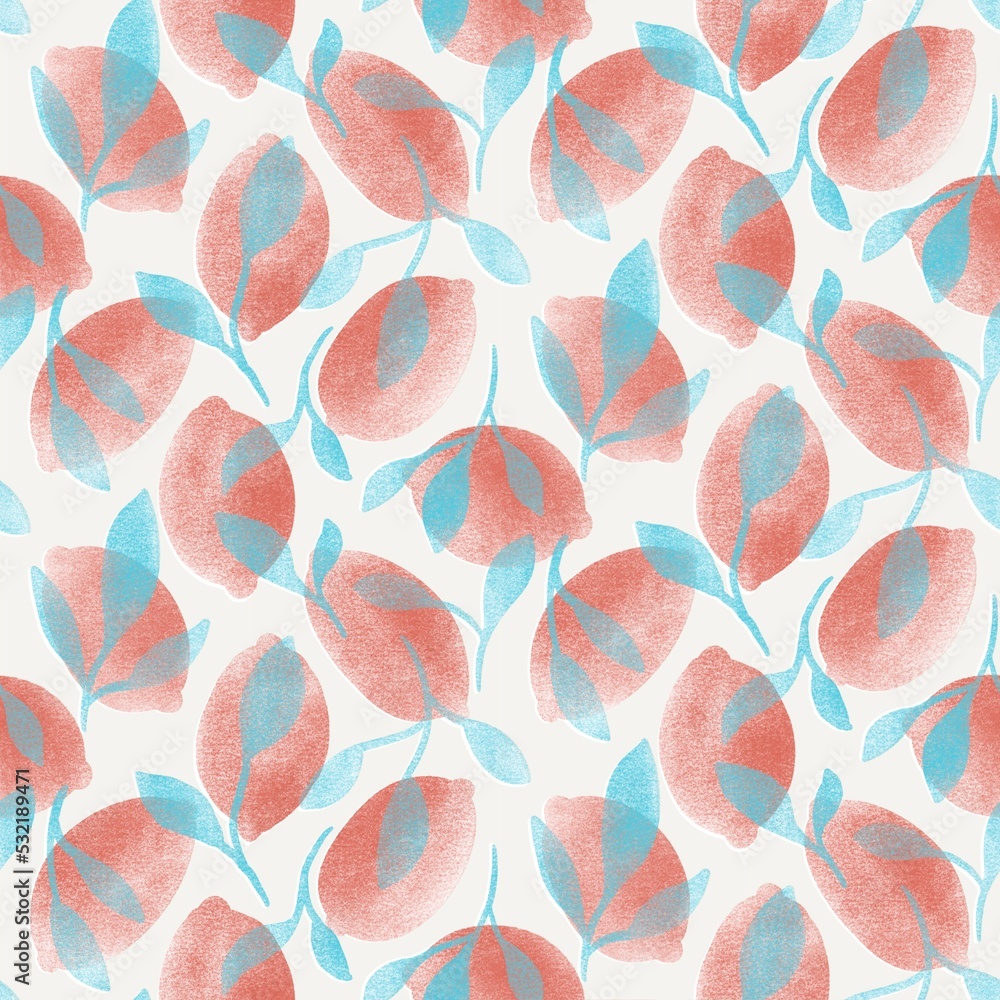 seamless pattern with citrus and leaves