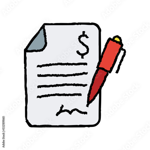Business contract agreement hand-drawn icon vector graphic illustration