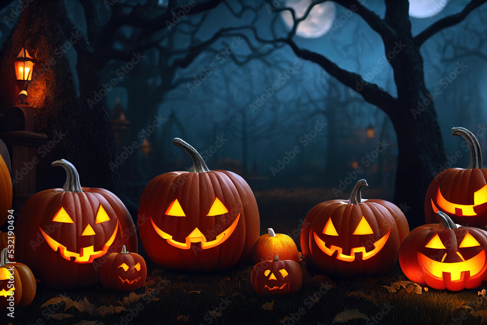 3D rendering ghost pumpkin on Halloween background. 3D rendering ghost pumpkin on Halloween background.