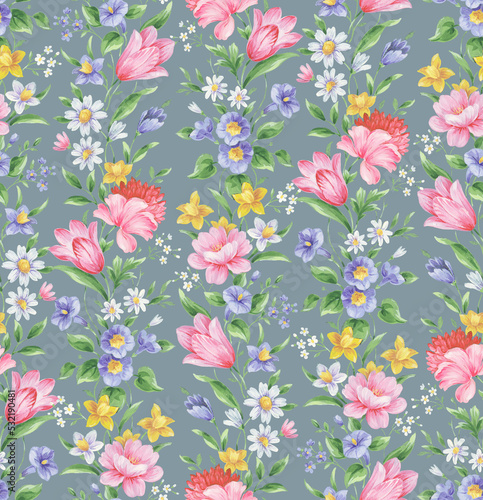 Classic Popular Flower Seamless pattern background. Perfect for wallpaper, fabric design, wrapping paper, surface textures, digital paper.