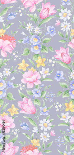 Classic Popular Flower Seamless pattern background. Perfect for wallpaper, fabric design, wrapping paper, surface textures, digital paper. © ZWM