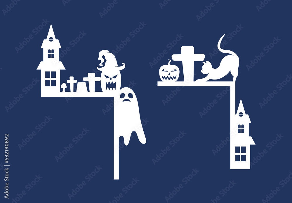 Fototapeta premium Laser Cut Halloween door Corner border collection,