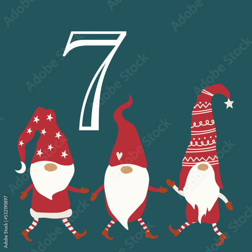 Christmas advent calendar - 25 hand drawn cards is a December countdown calendar vector illustration, christmas eve creative winter set with numbers.