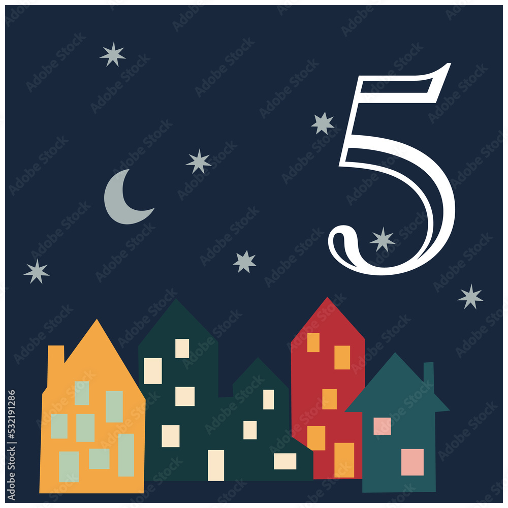 Christmas advent calendar - 25 hand drawn cards is a December countdown calendar vector illustration, christmas eve creative winter set with numbers.