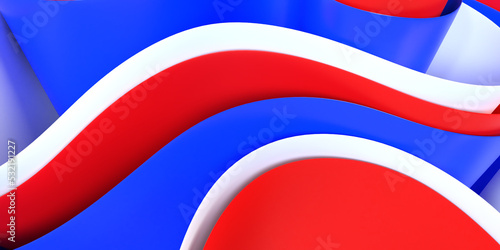 3D wallpaper wave red, blue, white colors, frace color, netherland color, american color