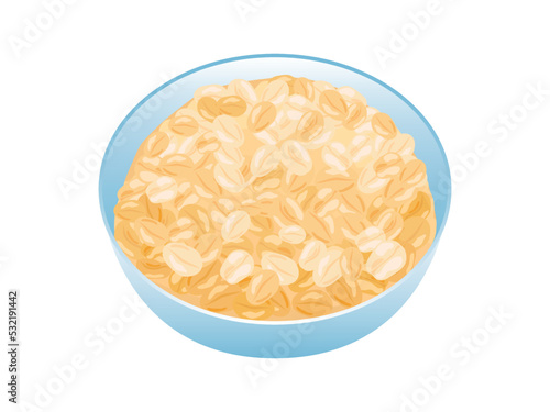 Bowl of oatmeal icon vector. Healthy cereal breakfast icon vector isolated on a white background. Oat flakes breakfast design element