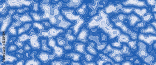 Abstract wavy blue paper cut background. Abstract realistic papercut decoration textured with wavy layers and shadow. Topographic contour map abstract tech motion graphic design.