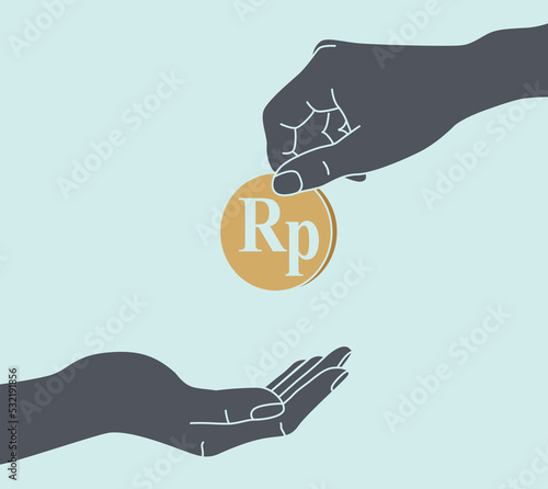 hand giving a donation, vector illustration