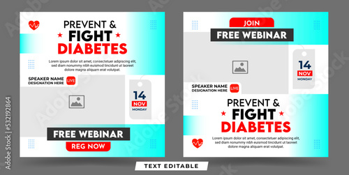 World diabetes day awareness social media post webinar banner