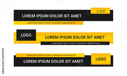 Set lower third news bar vector for broadcasting, video streaming, media channels