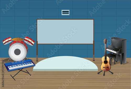 Music Room at school flat illustration