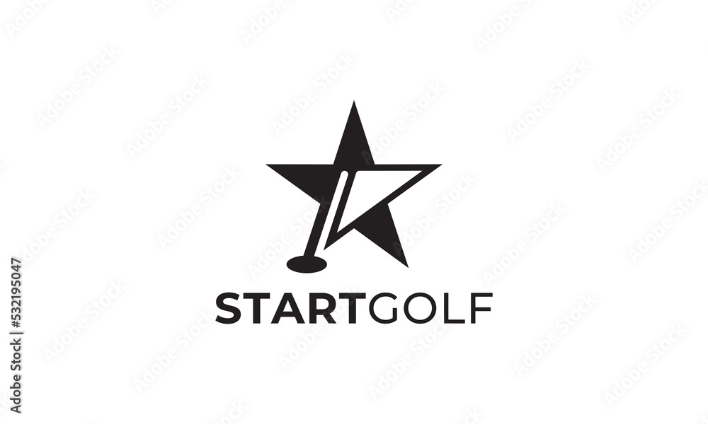 Fototapeta premium star and golf flag logo icon design