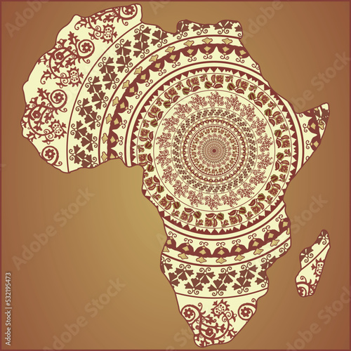 Africa continent. Ukrainian folk embroidery ornament