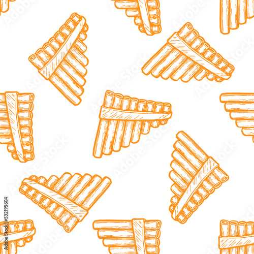 Pan flute vector seamless pattern