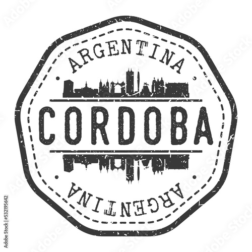 Cordoba, Argentina Stamp Skyline Postmark. Silhouette Postal Passport. City Round Vector Icon. Vintage Postage Design.