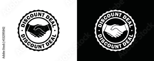 Shake hands for a discount deal symbol icon circle logo vector