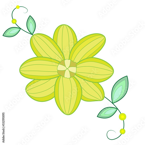 Line drawing of yellow flowers on a white background