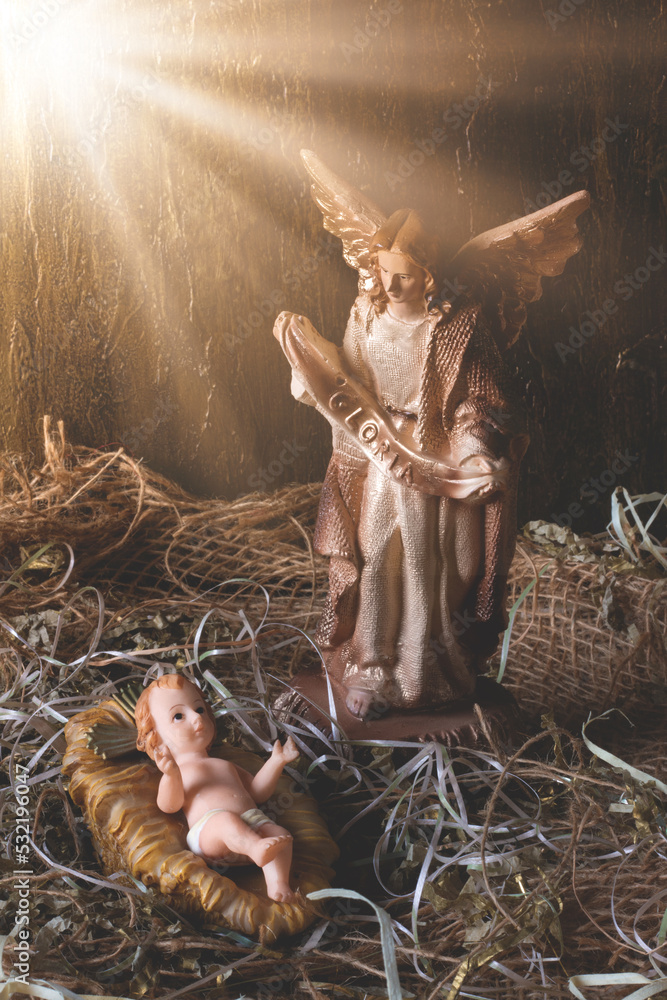 Fototapeta premium Nativity scene. Traditional Christmas scene.