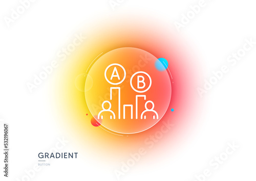 Ab testing line icon. Gradient blur button with glassmorphism. Ui test chart sign. Transparent glass design. Ab testing line icon. Vector