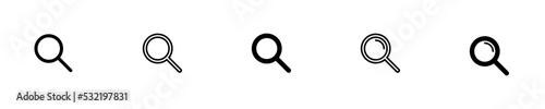 Conjunto de icono de buscar. Lupa buscador. Concepto de investigación y rastreo.. Ilustración vectorial