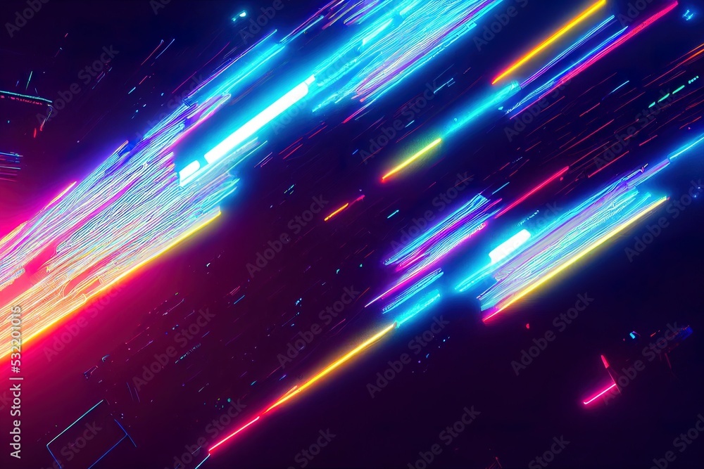 Abstract Future Neon Cyberpunk Techno Scene. Grunge Futuristic concept. Neon future. 3D render.