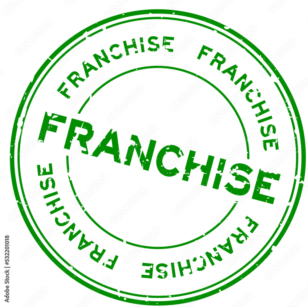 Grunge green franchise word round rubber seal stamp on white background Grunge green franchise word round rubber seal stamp on white background