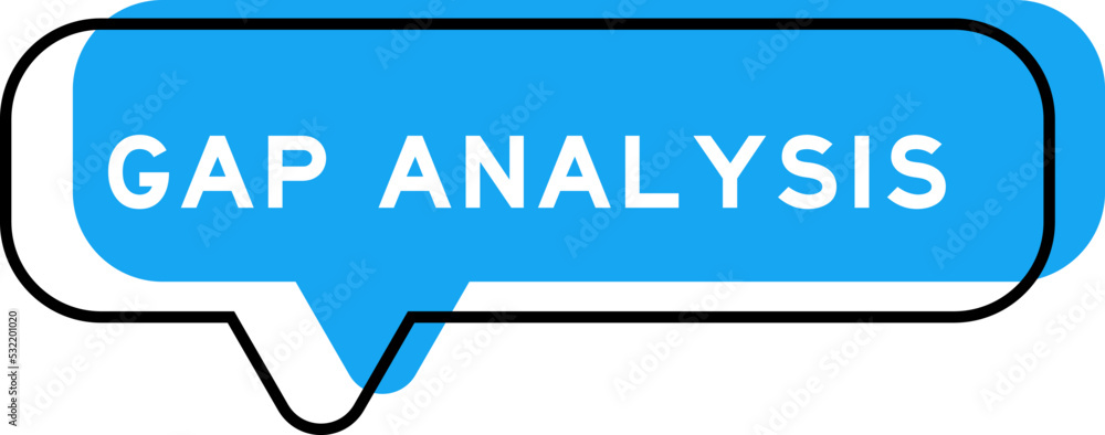 Speech banner and blue shade with word gap analysis on white background Speech banner and blue shade with word gap analysis on white background