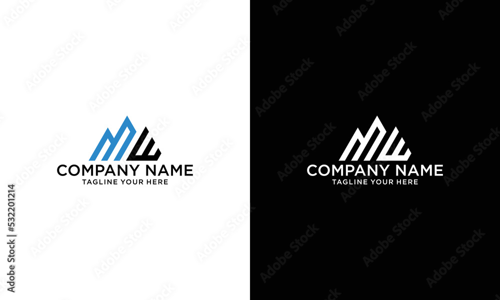 Letter MW Logo Symbol. Initial Monogram Logo. Vector logo for business and company identity on a black and white background. Letter MW Logo Symbol. Initial Monogram Logo. Vector logo for business and company identity on a black and white background.