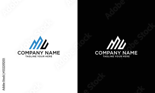 Letter MU Logo Symbol. Initial Monogram Logo. Vector logo for business and company identity on a black and white background.