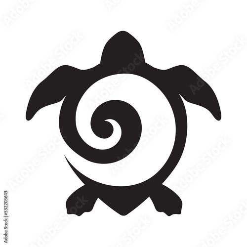 turtle with Maori tattoo shell, logo icon